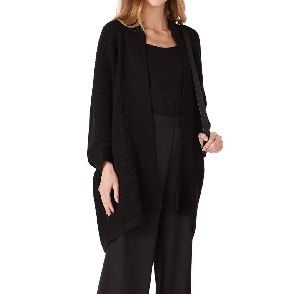 Natori Black Chunky Knit Cardigan